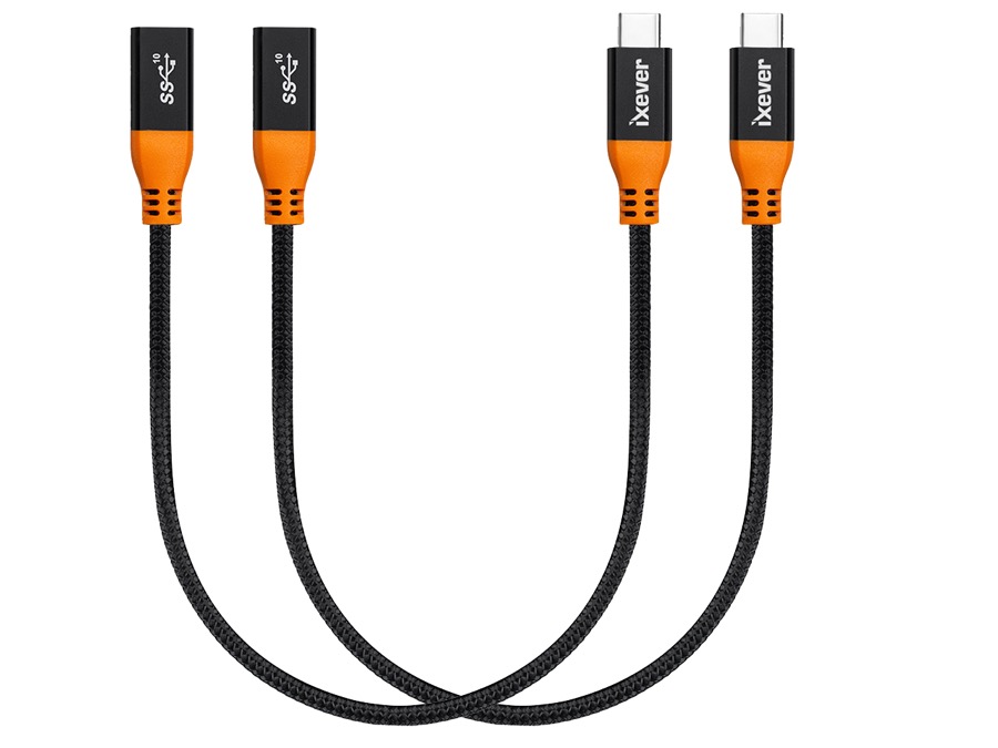 USB C Extension Cable Short 1Ft (2Pack), iXever 100W PD Fast Charging 10 Gbps USB 3.1 Gen 2 Data 4K USB Type C Male to Female Extender Cord, Compatible with MacBook Air Surface XPS Nintendo Switch